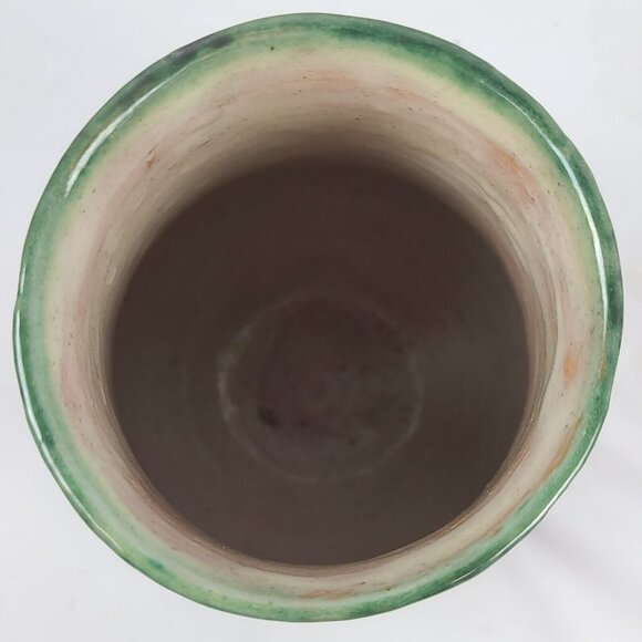 Talavera Pottery Vase La Corona Tlaxcala Mexico 6.75" Signed Grapes Grape Vine - Picture 7 of 9